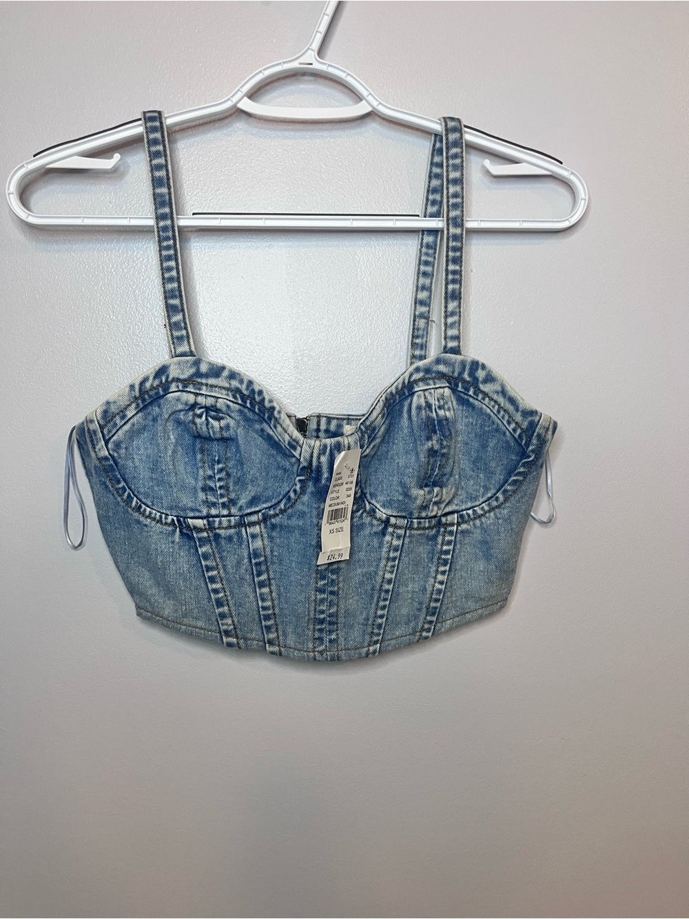 PacSun Light Blue Denim Bustier Crop Top